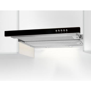 Okap podszafkowy teleskopowy AKPO WK-7 LIGHT GLASS 60 INOX CZARNY (600mm; kolor inox, front czarne szkło)