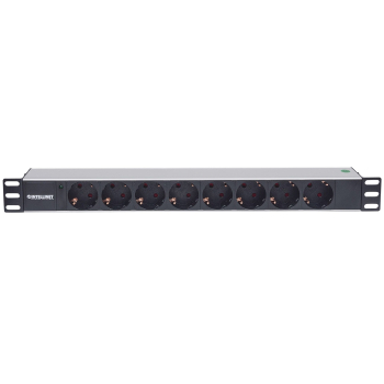 Intellinet 714037 rozdzielacz zasilania PDU 8 x gniazdo sieciowe 1U Aluminium, Czarny