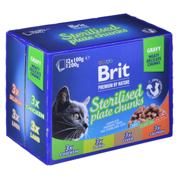 BRIT Premium Cat Sterilised Plate - mokra karma dla kota - 12x100 g