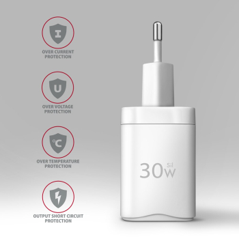 Axagon ACU-PQ30W Ladegerät QC3.0.4.0/AFC/FCP/PPS/Apple+ PD USB-C 30W - weiß - USB Typ C Telefon komórkowy, Smartfon, Smartwatch, Tablet, Uniwersalne B