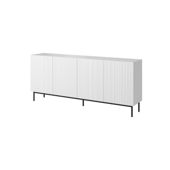 Komoda PAFOS na czarnym stelażu ze stali 200x40x102 biały mat