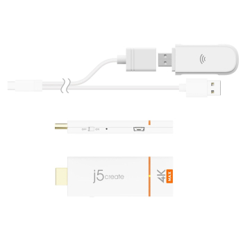 Adapter do bezprzewodowego przesyłania obrazu i dźwięku j5create Screencast 4K HDMI Wireless Display Adapter, Miracast/AirPlay/Chromecast, Admin Gatew