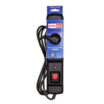 Listwa przeciwprzepięciowa Activejet COMBO 3gn/1,5m/cz (10A; 2300W) 1,5m; kolor czarny