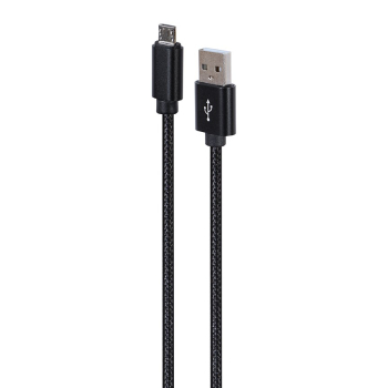 GEMBIRD KABEL USB - MICRO USB W OPLOCIE TEKSTYLNYM, WTYKI W OSŁONIE METALOWEJ 1.8M, ŁADOWANIE/TRANSMISJA DANYCH, CZARNY