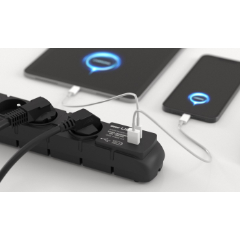 Listwa przeciwprzepięciowa Acar S6 USB A+C (szybka ładowarka) 3m ; czarny