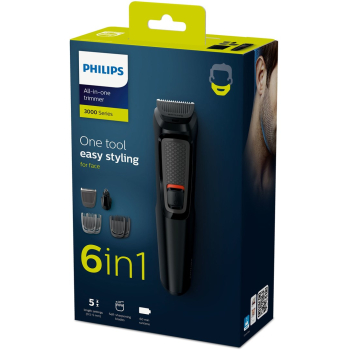 Philips MULTIGROOM Series 3000 Trymer do twarzy 6 w 1 z samoostrzącymi się ostrzami ze stali