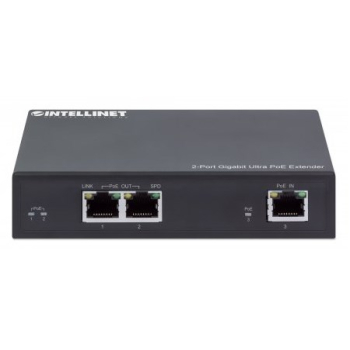 Intellinet 561600 przedłużacz sieciowy Nadajnik sieciowy Czarny 10, 100, 1000 Mbit/s