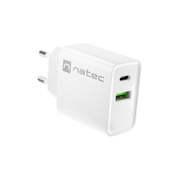 NATEC ŁADOWARKA SIECIOWA RIBERA USB-A + USB-C 20W POWER DELIVERY BIAŁA NUC-2061