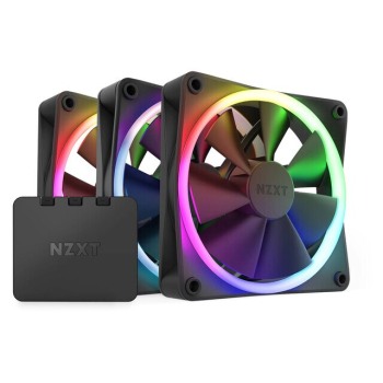 NZXT ZESTAW 3 WENTYLATORÓW F120RGB + KONTROLER (CZARNE)