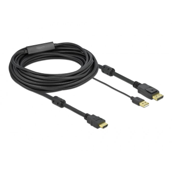 DELOCK KABEL HDMI -> DISPLAYPORT M/M 4K 7M ZASILANY USB CZARNY 85967