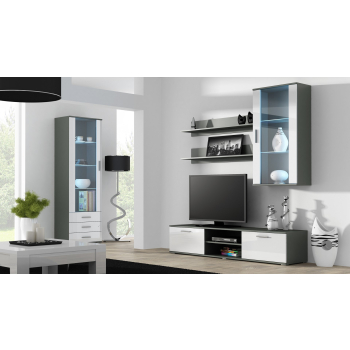 Witryna SOHO S1 szary/ biały połysk