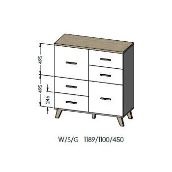 Komoda LOTTA 110 2D4S wotan + czarny mat