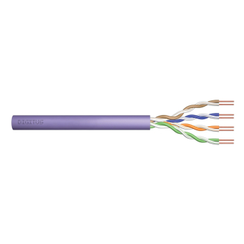 Kabel instalacyjny DIGITUS kat.6, U/UTP, Eca, AWG 24/1, PVC, 305m, fioletowy, karton