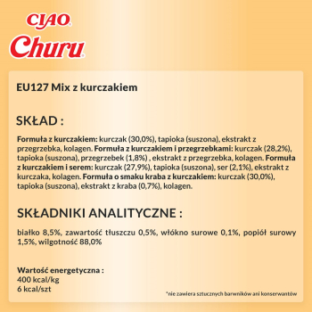 INABA CAT CHURU VARIETIES - kurczak - przysmak dla kota 20 x 14 g