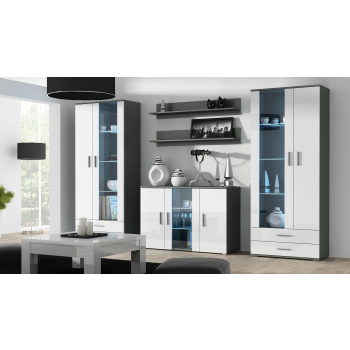 Komoda 120cm SOHO S7  szary/ biały połysk
