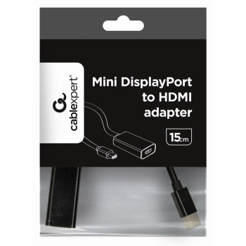 Adapter GEMBIRD A-MDPM-HDMIF-02 (Mini DisplayPort M - HDMI F; 0,15m; kolor czarny)