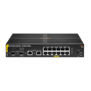 Aruba 6100 12G Class4 PoE 2G/2SFP+ 139W Zarządzany L3 Gigabit Ethernet (10/100/1000) Obsługa PoE 1U Czarny