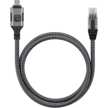 Techly ICOC U3C-RJ45-010 kabel sieciowy Srebrny, Czarny 1 m Cat6 F/UTP (FTP)