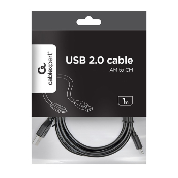 Kabel GEMBIRD CCP-USB2-AMCM-1M (USB 2.0 M - USB typu C M; 1m; kolor czarny)