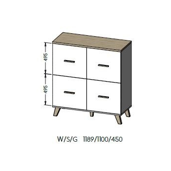 Komoda LOTTA 110 4D wotan + czarny mat