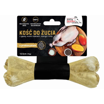 SYTA MICHA  -Kość do żucia dla psa na uspokojenie z kaczką i papają - 13,5cm