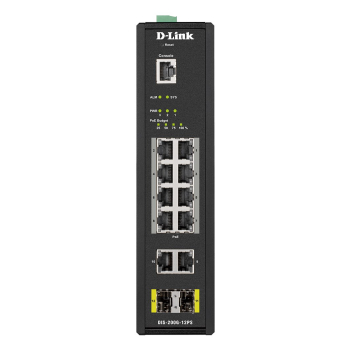 D-Link DIS-200G-12PS łącza sieciowe Zarządzany L2 Gigabit Ethernet (10/100/1000) Obsługa PoE Czarny