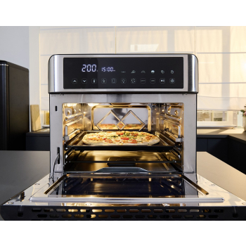 SEVERIN MINI PIEKARNIK Z FUNKCJĄ AIR FRYER, 12 AUTO. PROGRAMÓW, WYŚWIELACZ DOTYKOWY LED, TEMP. 40°C-220°C, 25 L ,2200W TO2077