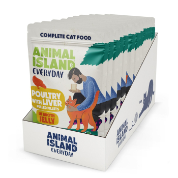 Animal Island NEW JELLY  EVERYDAY 12-PACK SASZETKA 12X85g drób z wątróbką w galaretce
