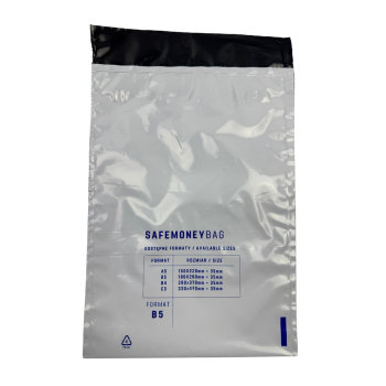 SAFEMONEYBAG Koperty bezpiecznie depozytowe transparent B5 190mmx260mm+35mm 100 szt w opakowaniu