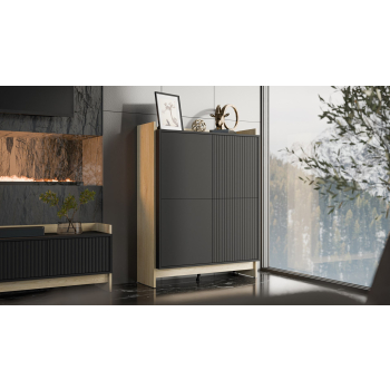 Komoda PORTO 100x38x130 dąb/czarny