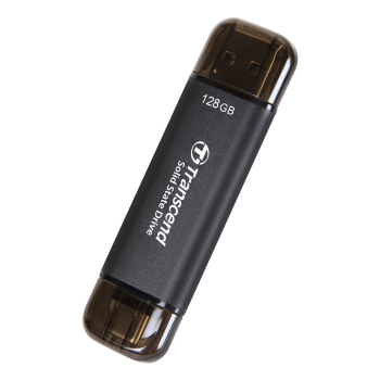 Transcend ESD310C Technologia Thunderbolt 128 GB USB Type-A / USB Type-C USB 3.2 Gen 2x2 Czarny