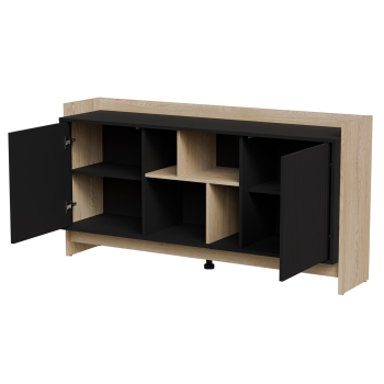 Komoda PORTO 2D 150x38x77 dąb/czarny