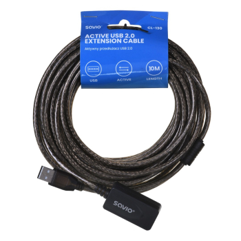 SAVIO PRZEDŁUŻKA PORTU USB AKTYWNA 10M USB AM - USB AF CL-130