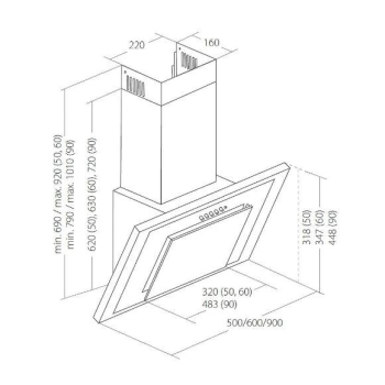 Okap kominowy AKPO WK-4 NERO ECO 60 BIAŁY (162 m3/h; 600mm; kolor biały)
