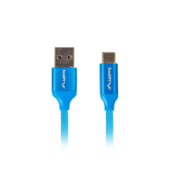 Kabel Lanberg Premium QC 3.0 CA-USBO-22CU-0010-BL (USB 2.0 typu A M - USB typu C M; 1m; kolor niebieski)