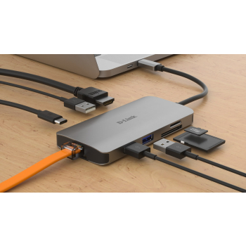 D-Link DUB-M810 stacja dokująca Przewodowa USB 3.2 Gen 1 (3.1 Gen 1) Type-C Aluminium