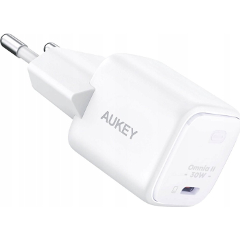 AUKEY ŁADOWARKA SIECIOWA GAN USB-C, PD 30W, BIAŁA