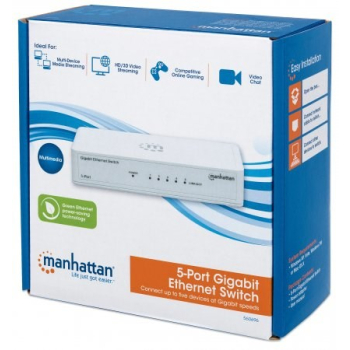 Manhattan 560696 łącza sieciowe Nie zarządzany L2 Gigabit Ethernet (10/100/1000) Biały