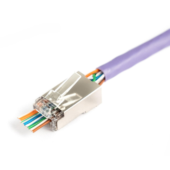 Wtyk RJ45 (8P8C) przelotowy, kat.5e, ekranowany, AWG 26-24, opakowanie 100 szt.