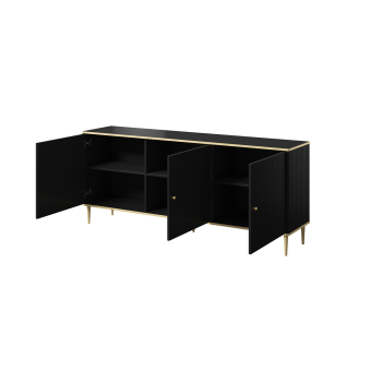 Komoda GLAMOUR 180x40x75,5 czarny mat + złoty