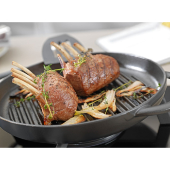 Okrągła patelnia żeliwna grillowa STAUB z dwoma uchwytami 40509-522-0 - grafitowa 26 cm