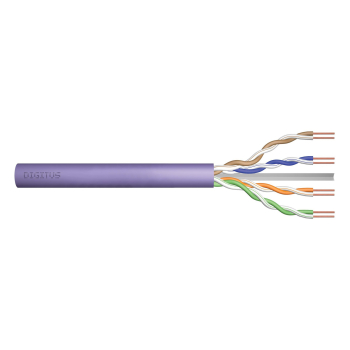 Kabel instalacyjny DIGITUS kat.6, U/UTP, B2ca, AWG 23/1, LSOH, 100m, fioletowy,