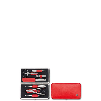 Zestaw podróżny do manicure ZWILLING 97093-002-3 Twinox - czerwone, skórzane etui, 7 elementów
