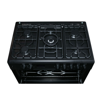 Kuchnia gazowo-elektryczna Ravanson KWGE-K90 CHEF MODERN BLACK (Płyta gazowa; Piekarnik elektryczny; 900mm)
