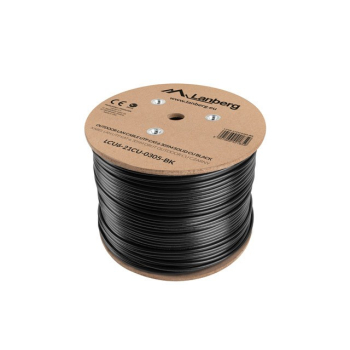 Kabel sieciowy zewnętrzne Lanberg LCU6-21CU-0305-BK (UTP; 305m; kat. 6; kolor czarny)