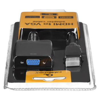 Adapter GEMBIRD A-HDMI-VGA-04 (HDMI M - D-Sub (VGA) F; 0,15m; kolor czarny)
