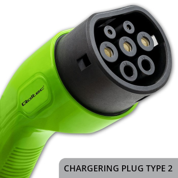 Qoltec Mobilna ładowarka do samochodu elektrycznego EV z regulacją 2w1 Typ2 | 11kW | CEE 5 PIN | LCD | 3 fazy | Przenośna | Wallbox | 5m