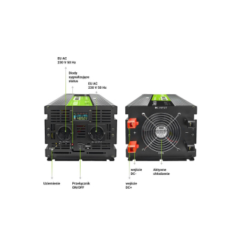 GREEN CELL PRZETWORNICA LCD 48V/230V 5000W/10000W CZYSTY SINUS INVGC48P5000LCD