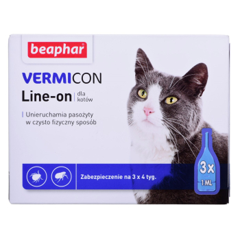 BEAPHAR VERMIcon Line-on Cat - krople przeciw pasożytom dla kota - 3x 1ml