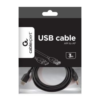 Kabel GEMBIRD CCP-USB2-AMAF-10 (USB 2.0 typu A F - USB 2.0 typu A M; 3m; kolor czarny)